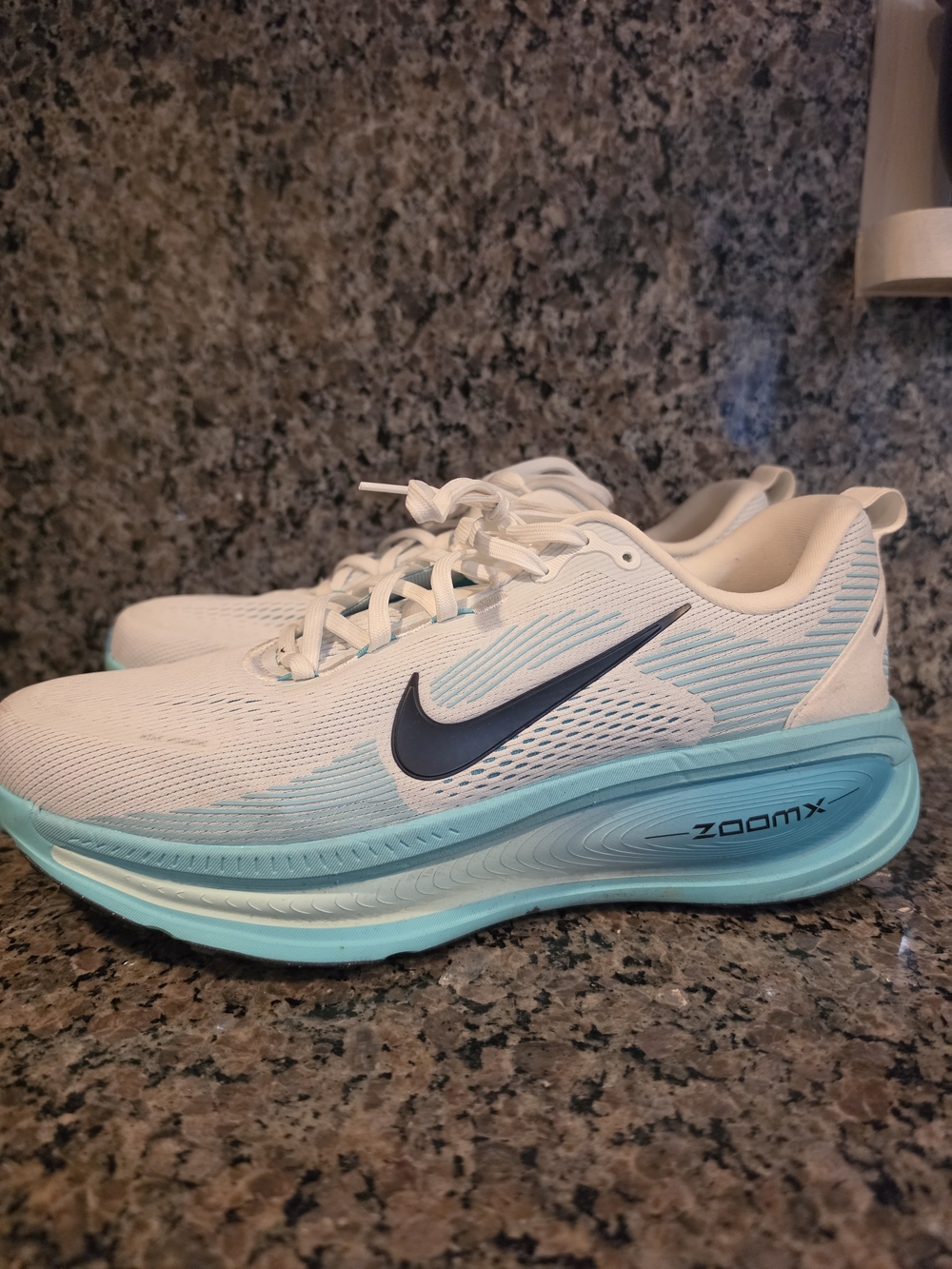 Nike Vomero 18 White and Light Blue ZoomX Running Shoes